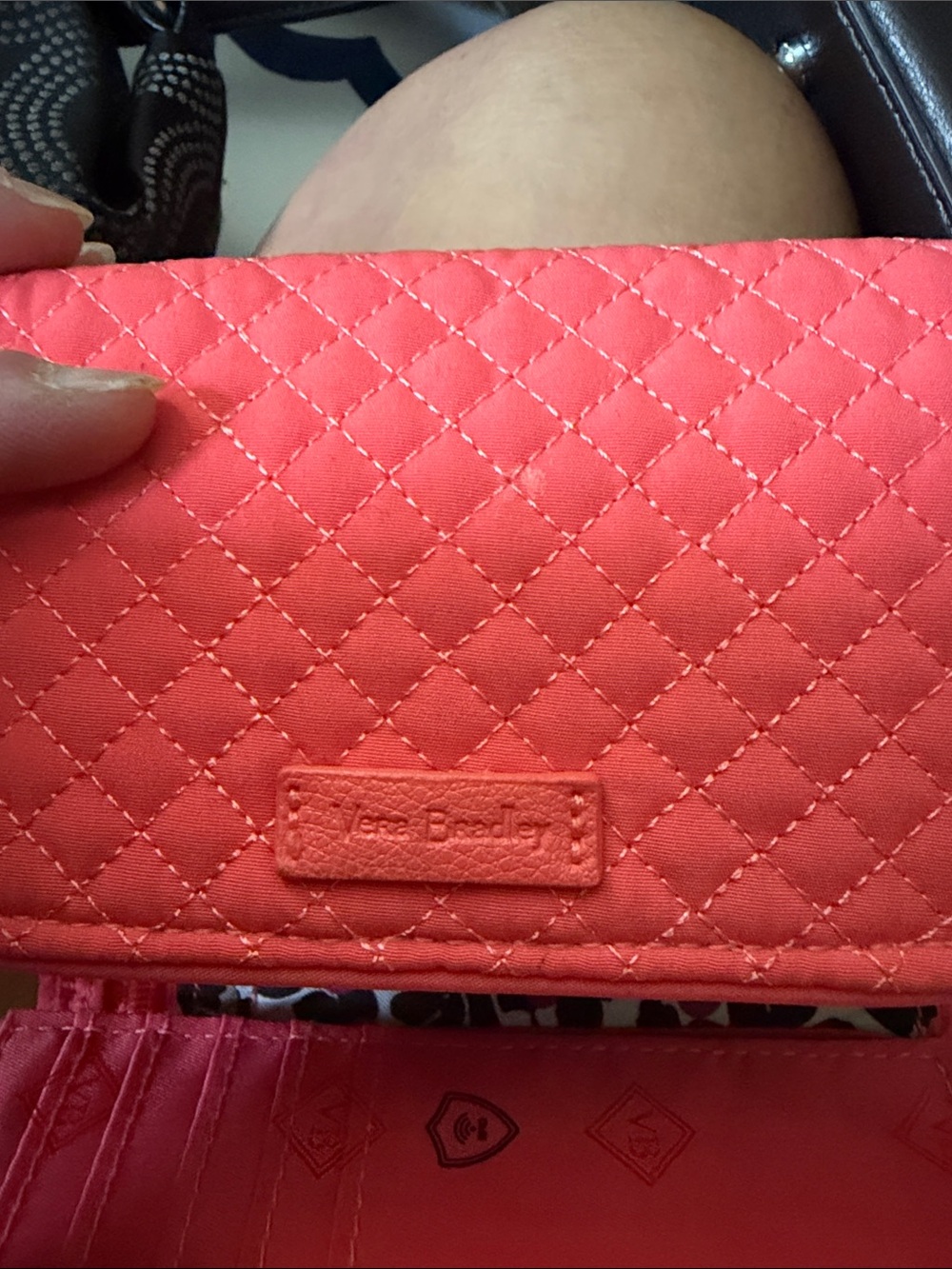 Vera Bradley Quilted Coral Pink Compact Wallet - Picture 4 of 4